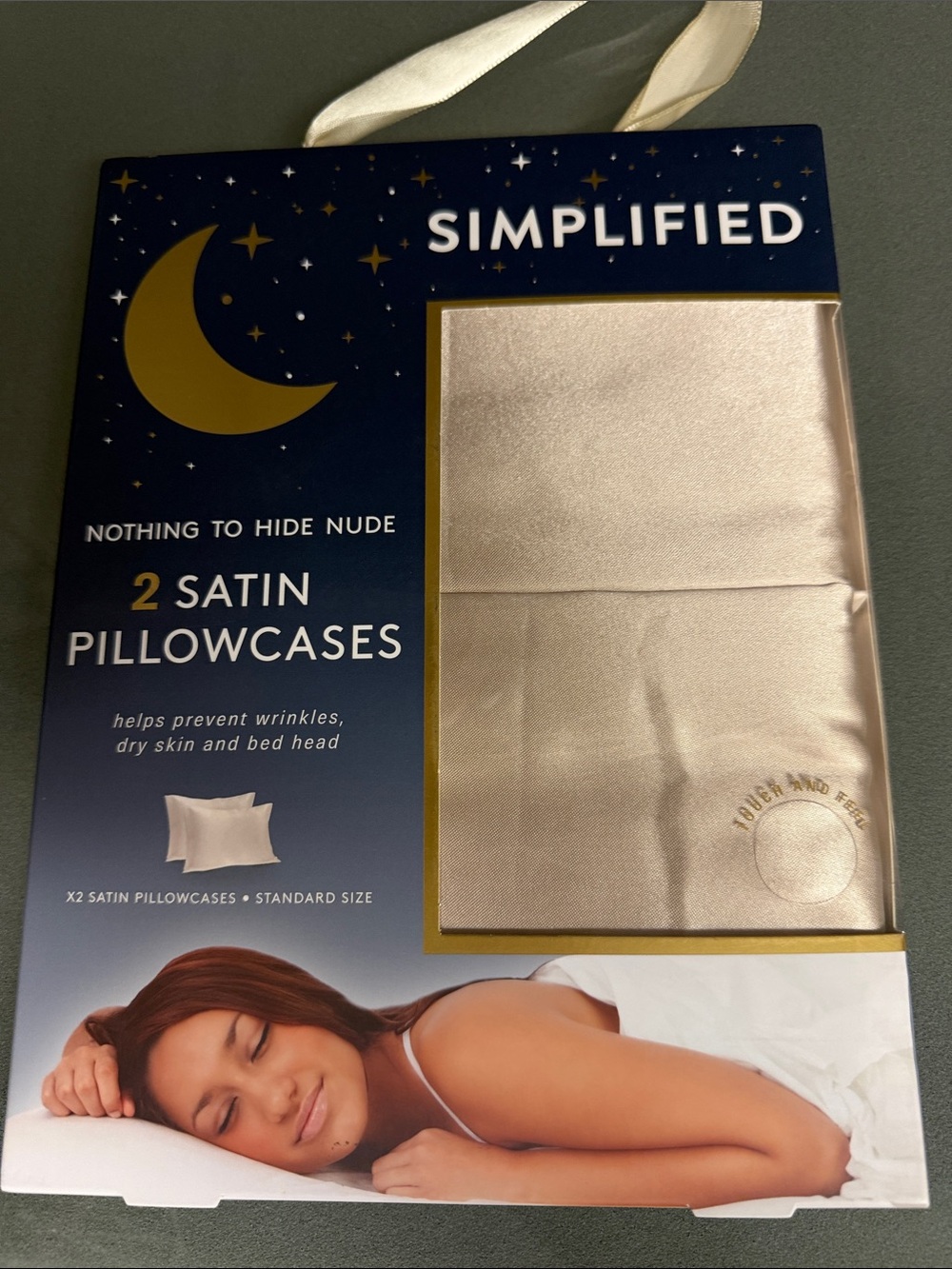 Simplified Nude Satin Pillowcases - 2 Pack. Standard size